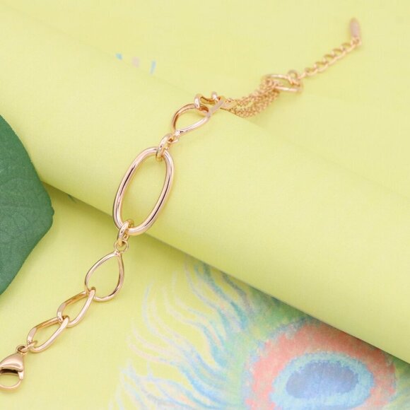 "Chunky Oval Link Rose Gold Bracelet, XPBL1108 - Picture 7 of 13